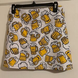 Women’s Golf Beer Mug Print Skirt - White and Yellow